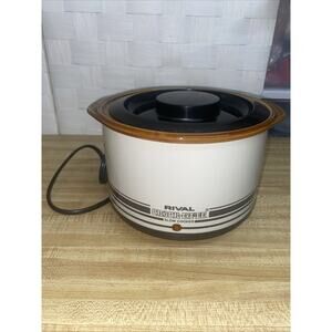 Crock-ette By Rival Slow Cooker Vintage Mini Brown Electric Food Cooker With Lid